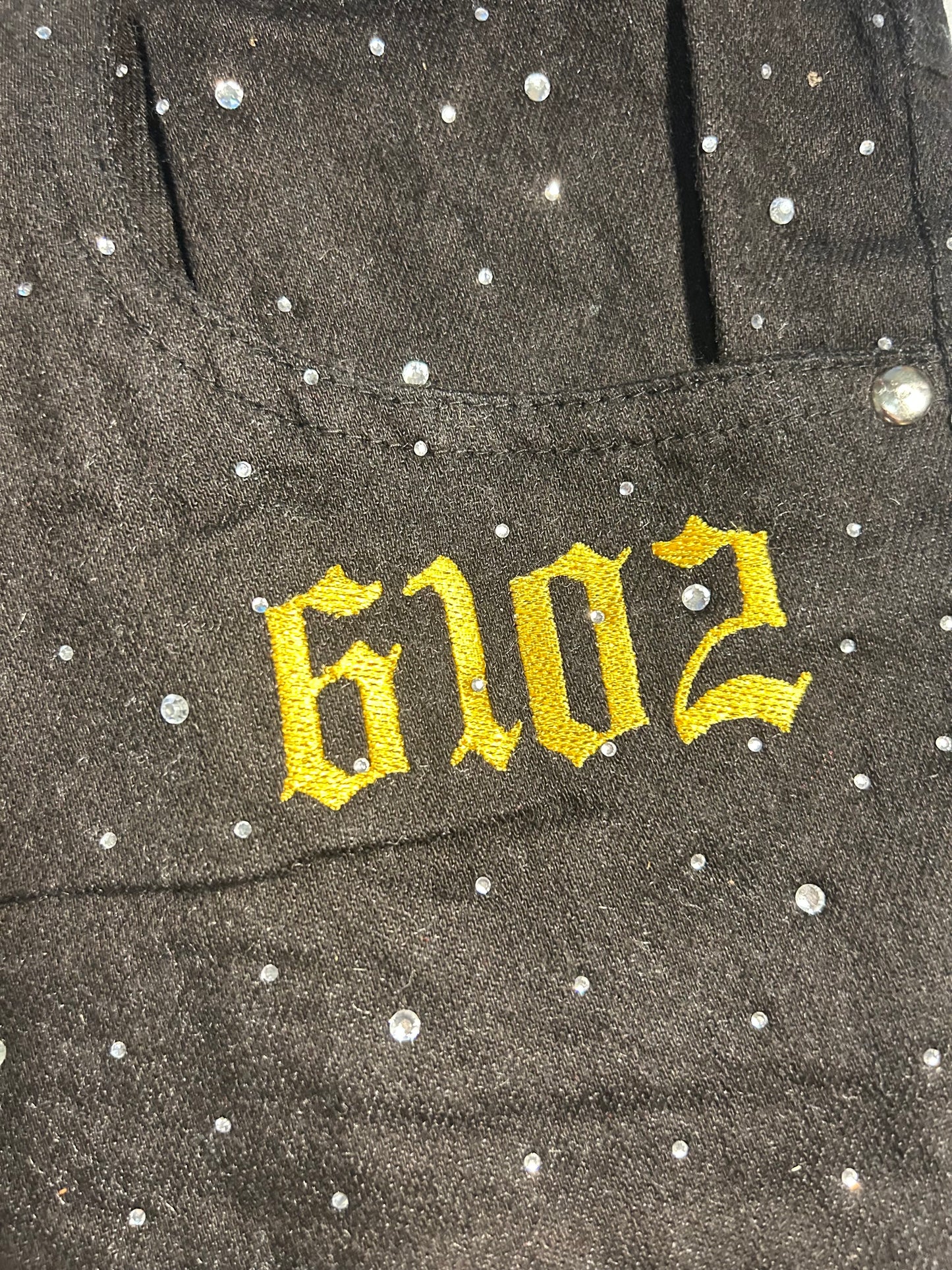 “Art & Studio” Black Rhinestone Jorts