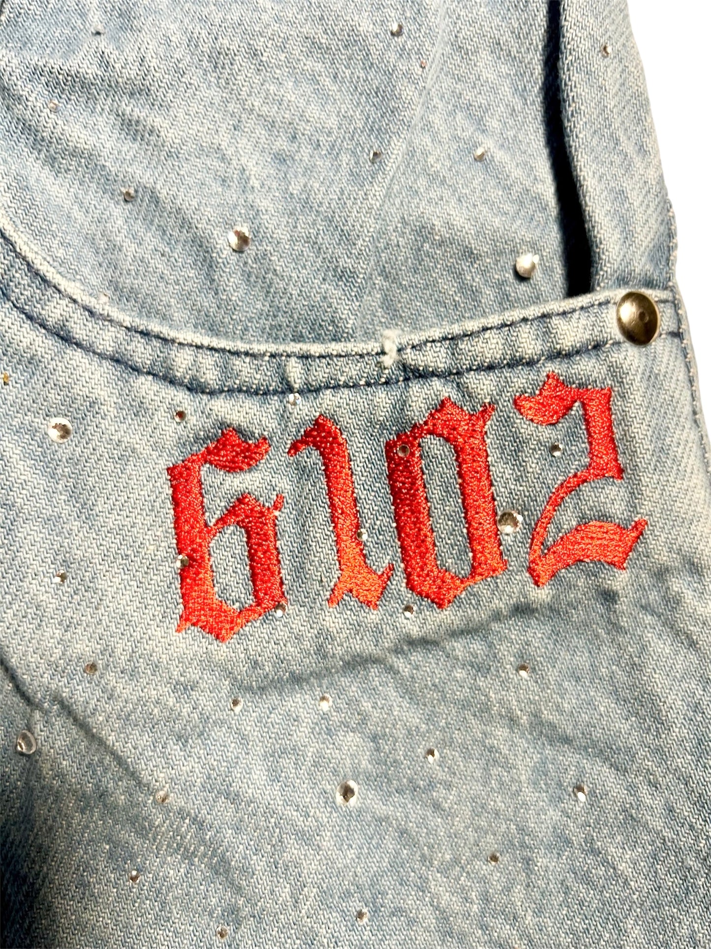 “Art & Studio” Light Blue Rhinestone Jorts