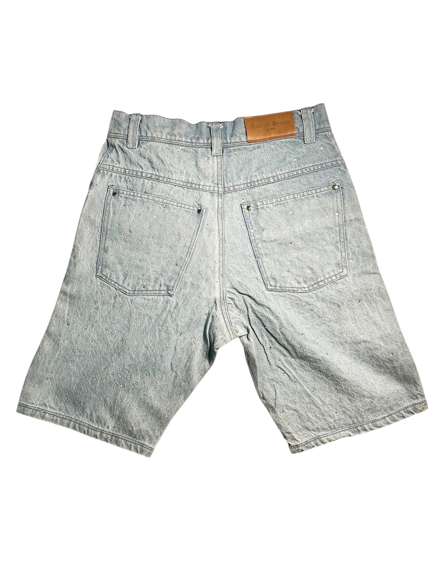 “Art & Studio” Light Blue Rhinestone Jorts