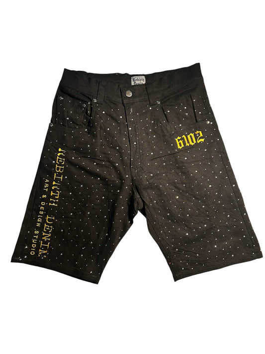 “Art & Studio” Black Rhinestone Jorts
