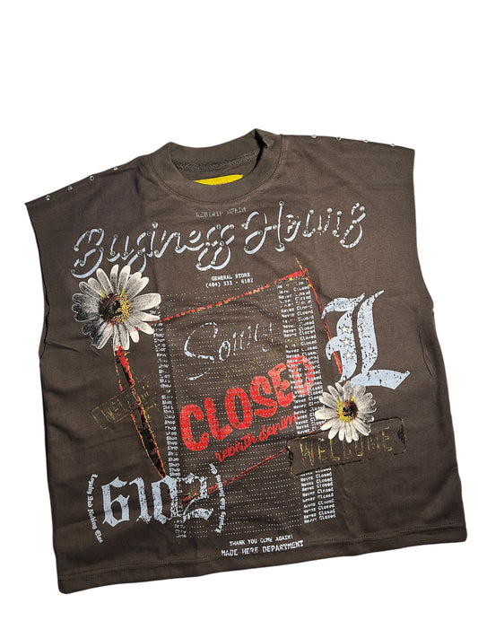 Charcoal “Business Hours” Muscle Tee