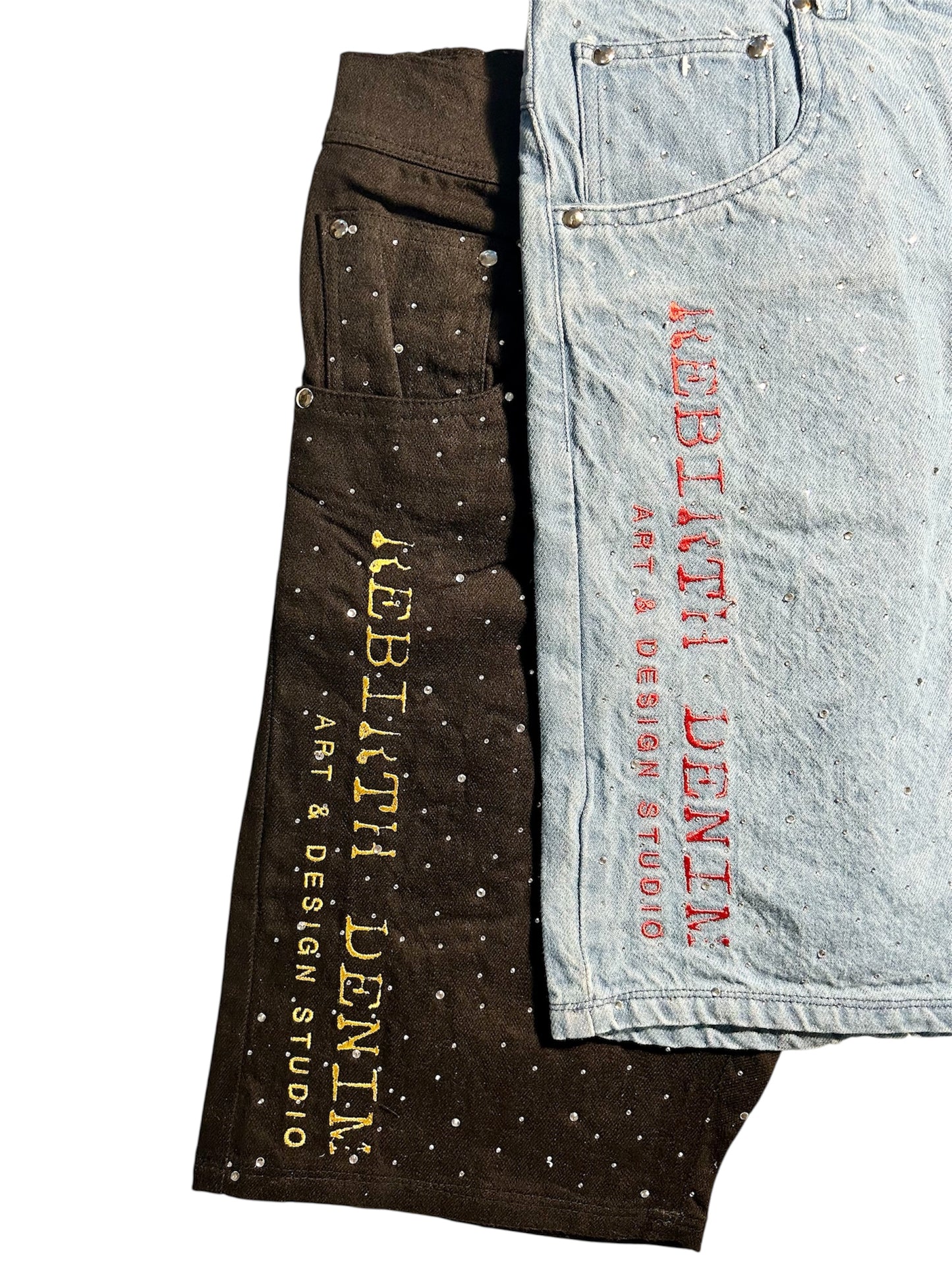 “Art & Studio” Light Blue Rhinestone Jorts
