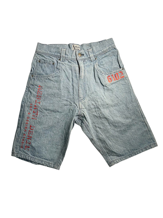 “Art & Studio” Light Blue Rhinestone Jorts